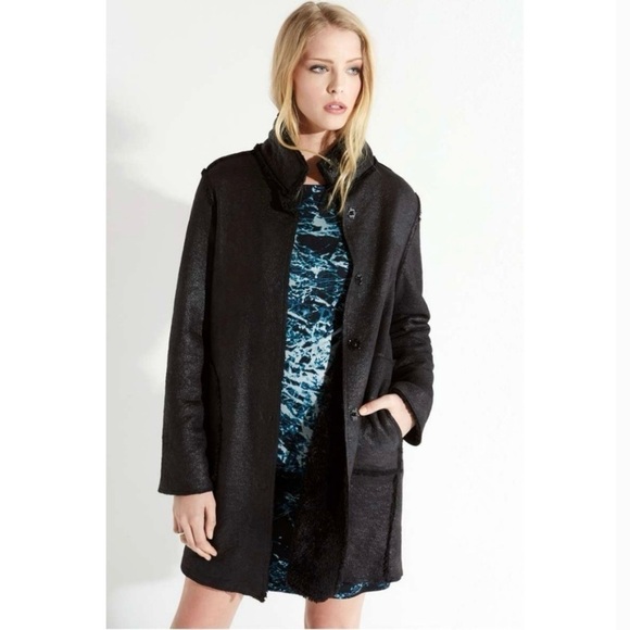 SALE 1/2 OFF Women's Faux Shearling Coat Karen Kane Sz‎ S Black EUC - Picture 6 of 15